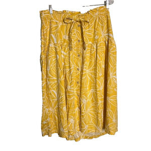 Universal Thread Skirt Womens XL Yellow Waist Tie Linen Blend Midi Floral Print